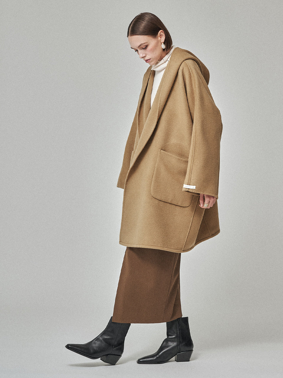 MAISON DE INES Handmade Hooded Cape Coat - Golden Camel