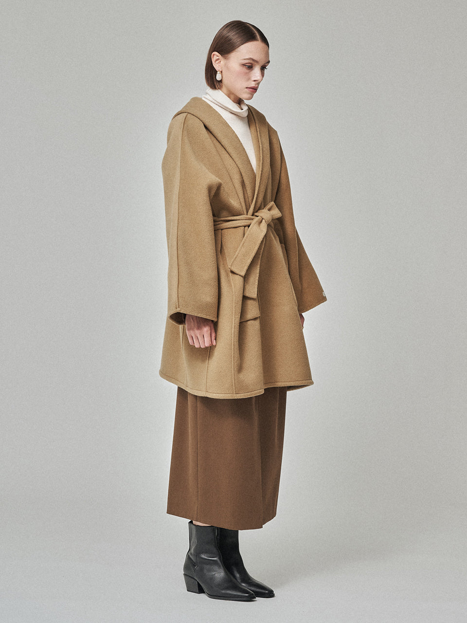 MAISON DE INES Handmade Hooded Cape Coat - Golden Camel