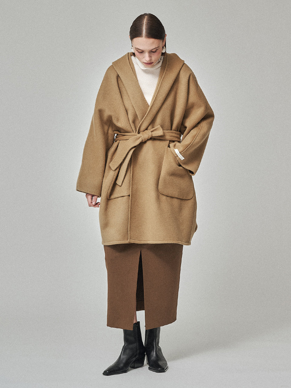 MAISON DE INES Handmade Hooded Cape Coat - Golden Camel
