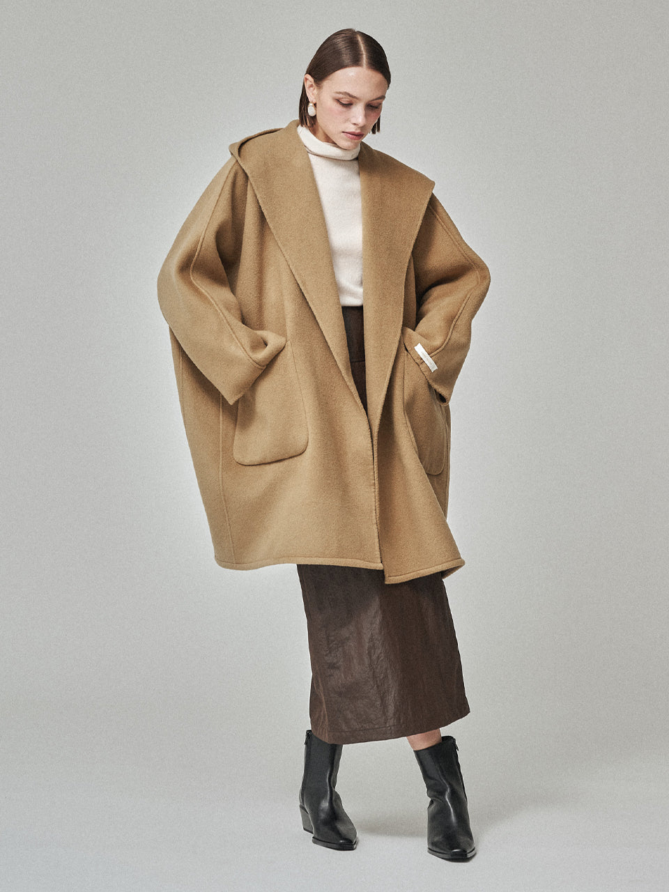MAISON DE INES Handmade Hooded Cape Coat - Golden Camel