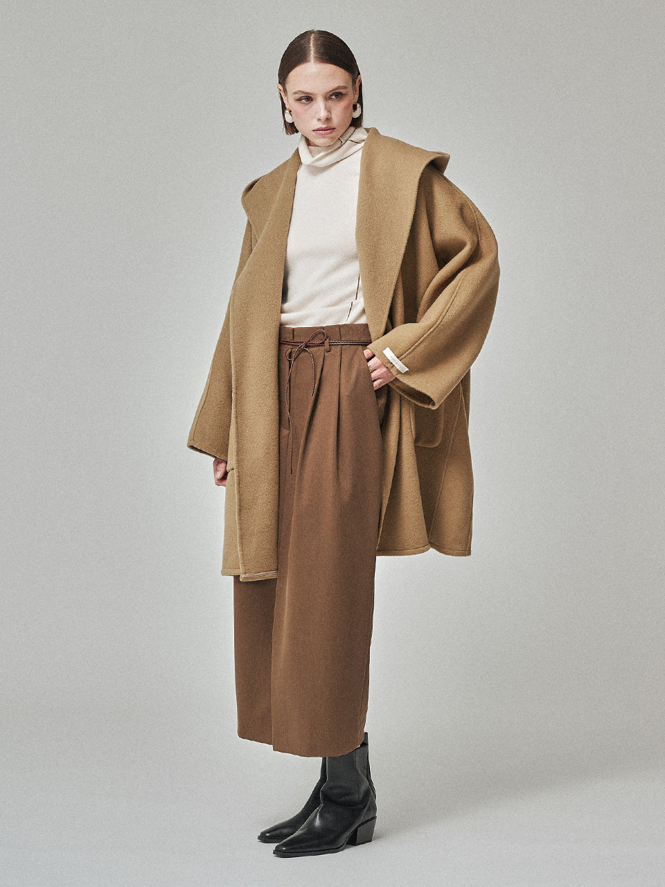 MAISON DE INES Handmade Hooded Cape Coat - Golden Camel