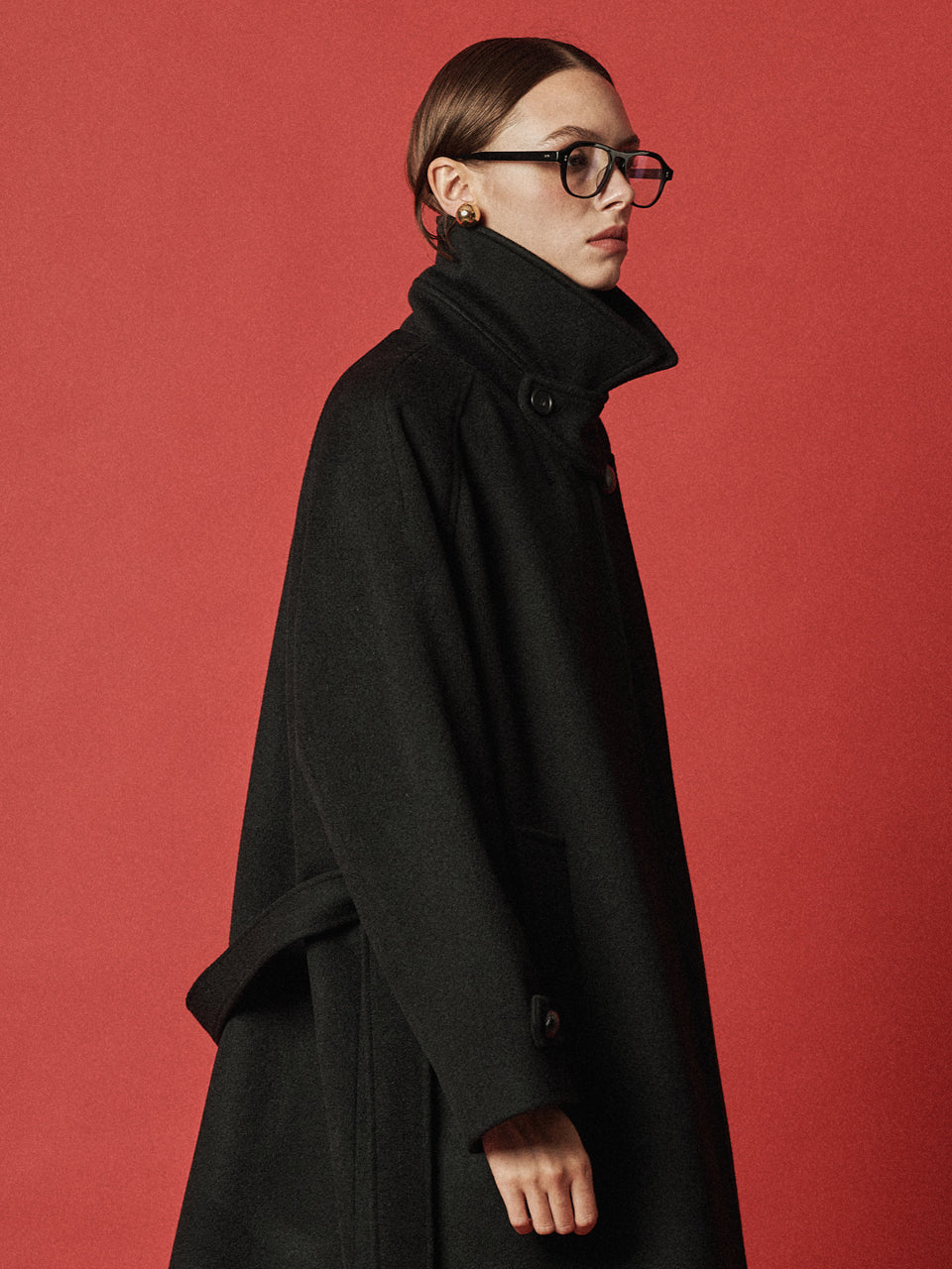 Maison De Ines Layered Placket Coat - Classic Black