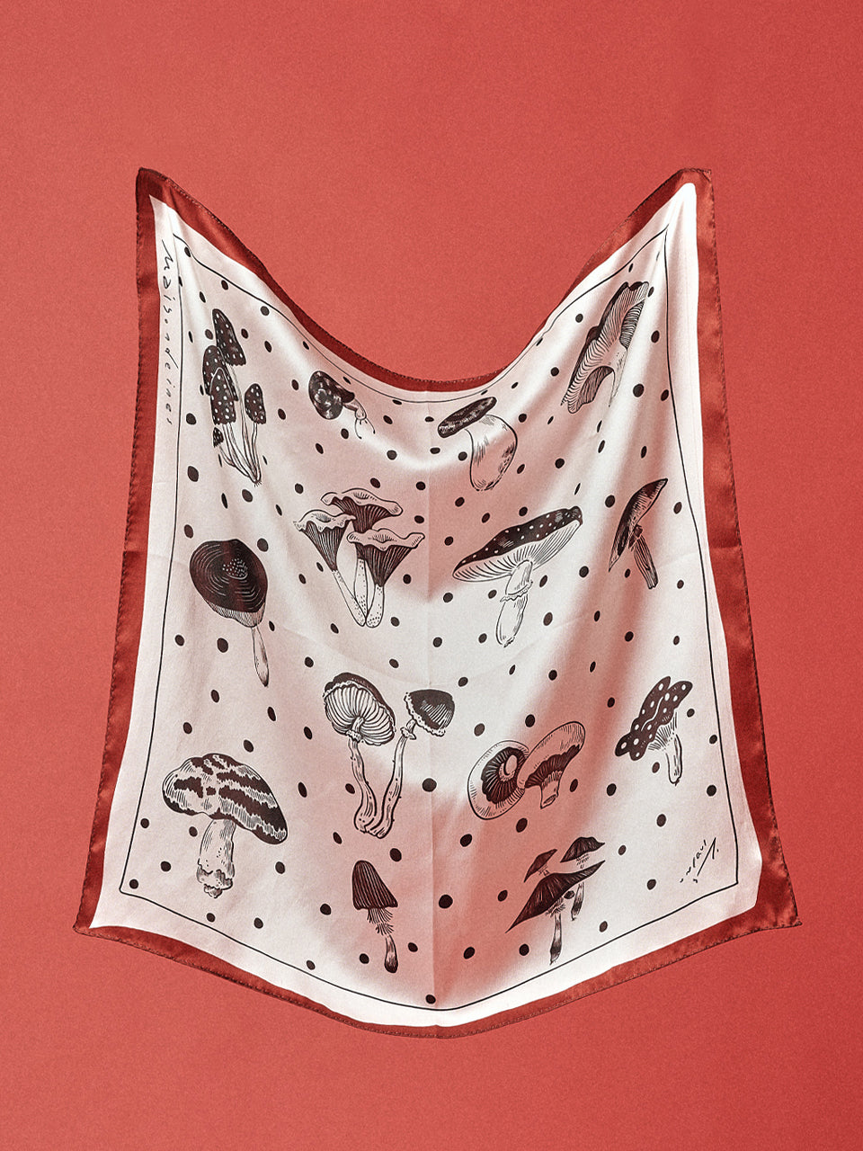 Maison De Ines Mushroom Silk Petit Scarf - Classic Monotone