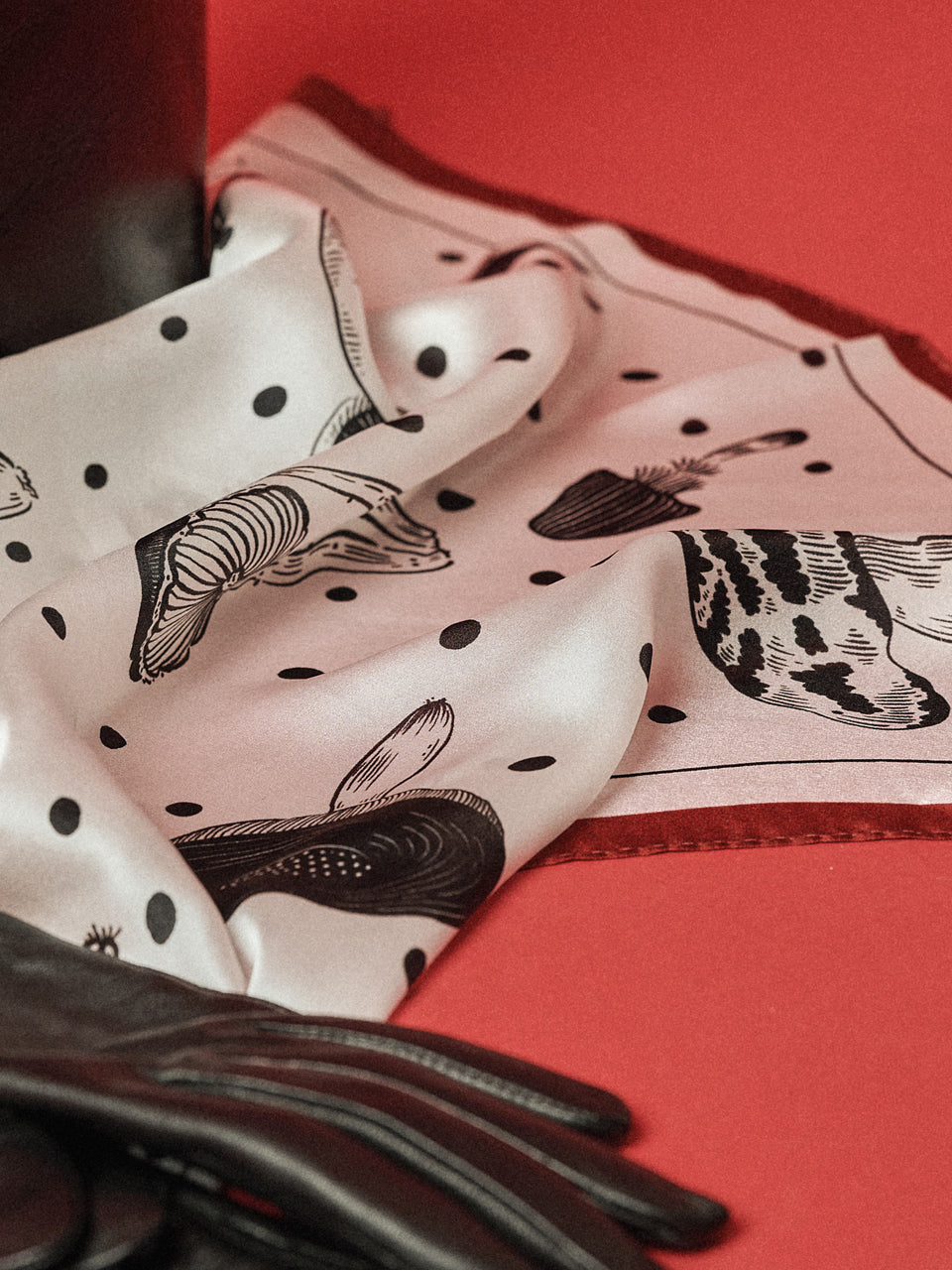 Maison De Ines Mushroom Silk Petit Scarf - Classic Monotone