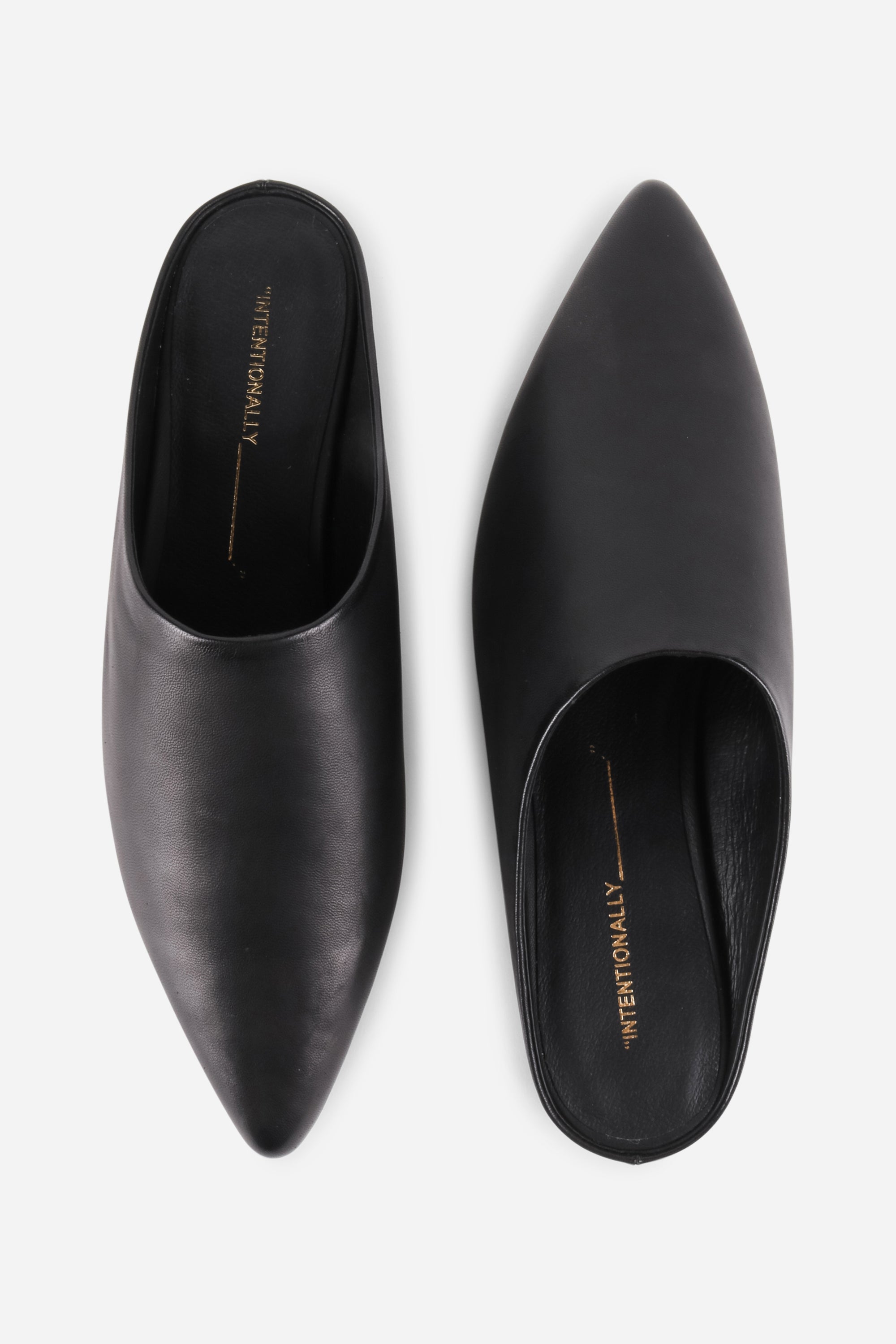 INTENTIONALLY __________. Major Leather Flat Mule - Black