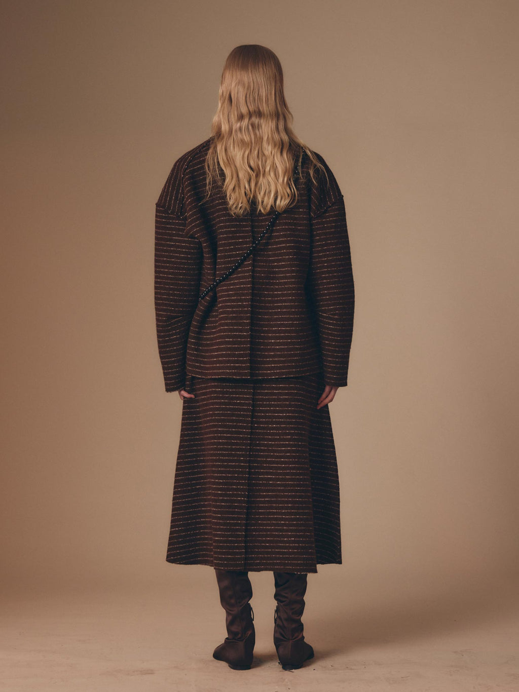 Rus Manta Cardigan - Chocolate Pinstripe