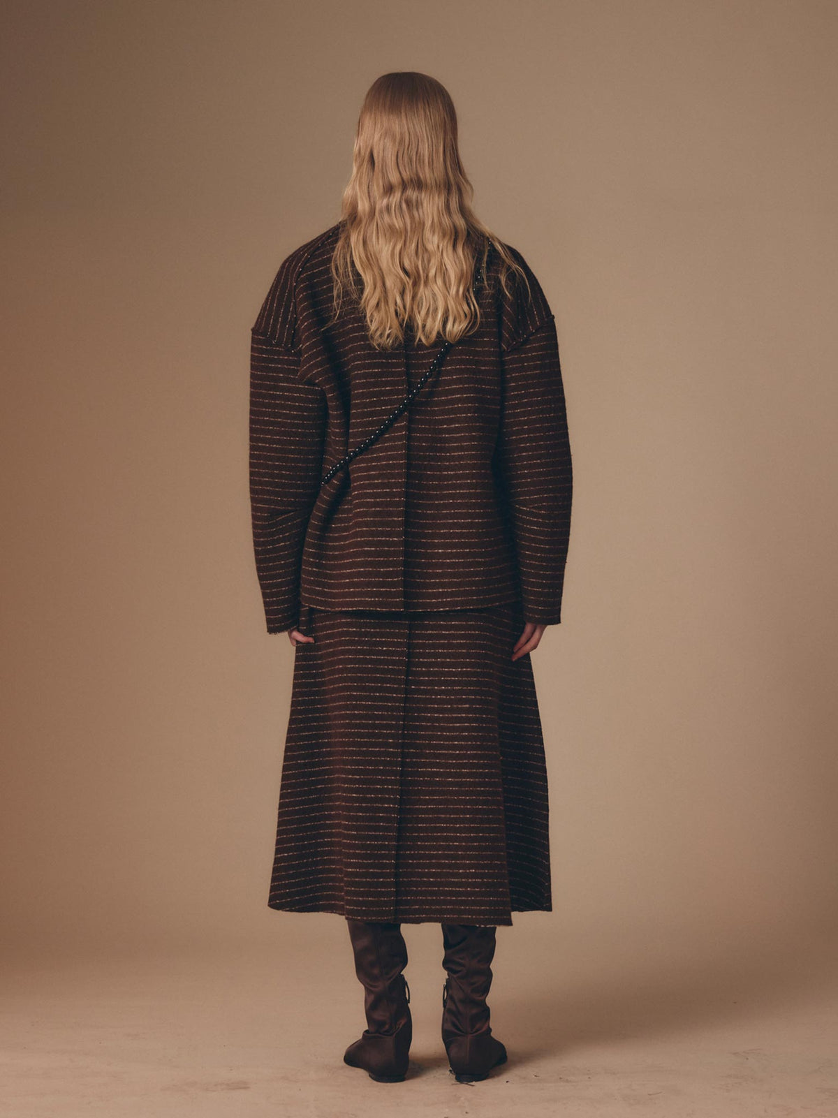 Rus Manta Cardigan - Chocolate Pinstripe