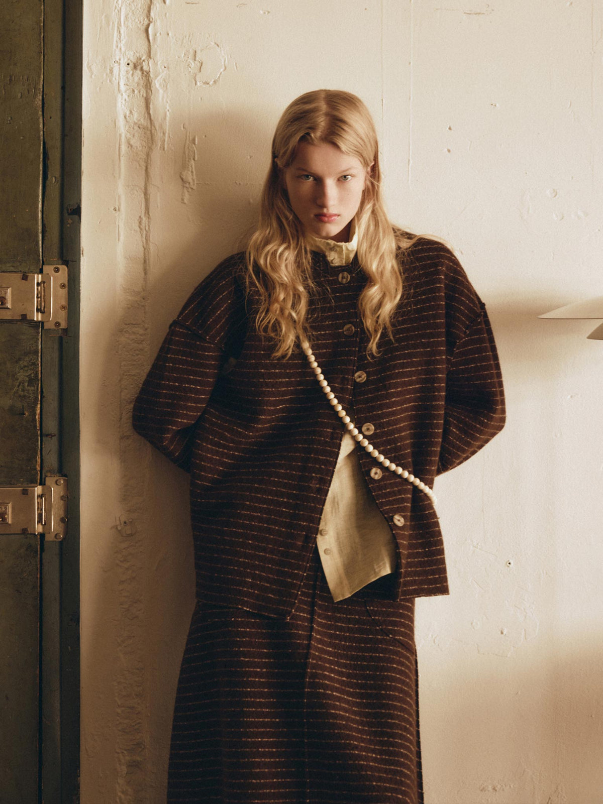 Rus Manta Cardigan - Chocolate Pinstripe