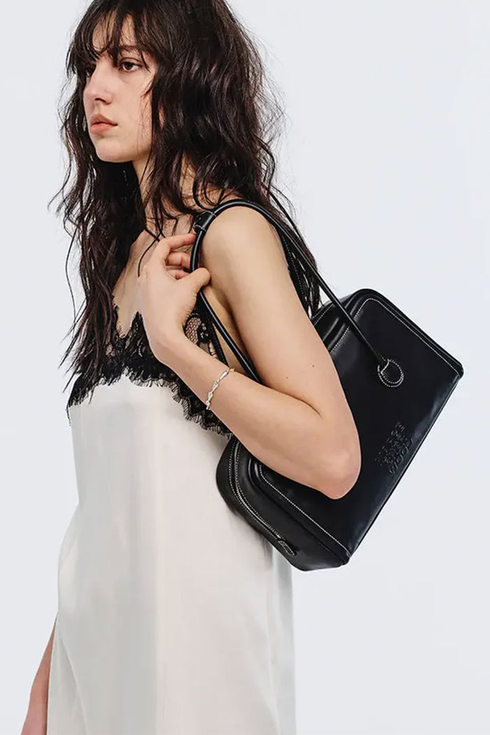 MARGESHERWOOD Small Soft Boston Handbag - Black Plain