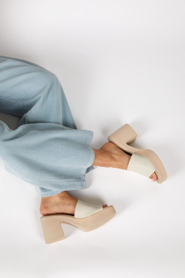 "INTENTIONALLY __________." MARY PLATFORM HEEL CREAM SOLE - CLOUDS