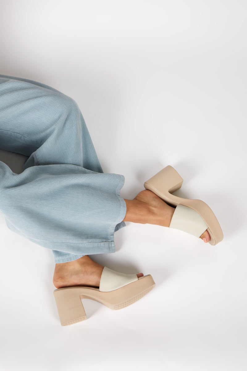 "INTENTIONALLY __________." MARY PLATFORM HEEL CREAM SOLE - CLOUDS