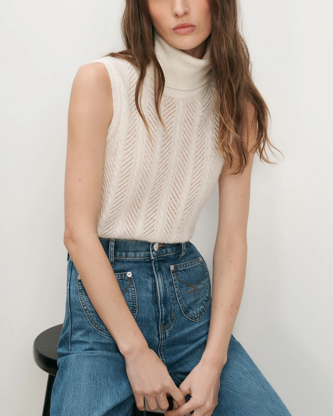 Veronica Beard Mazzy Cashmere Shell - Dove White