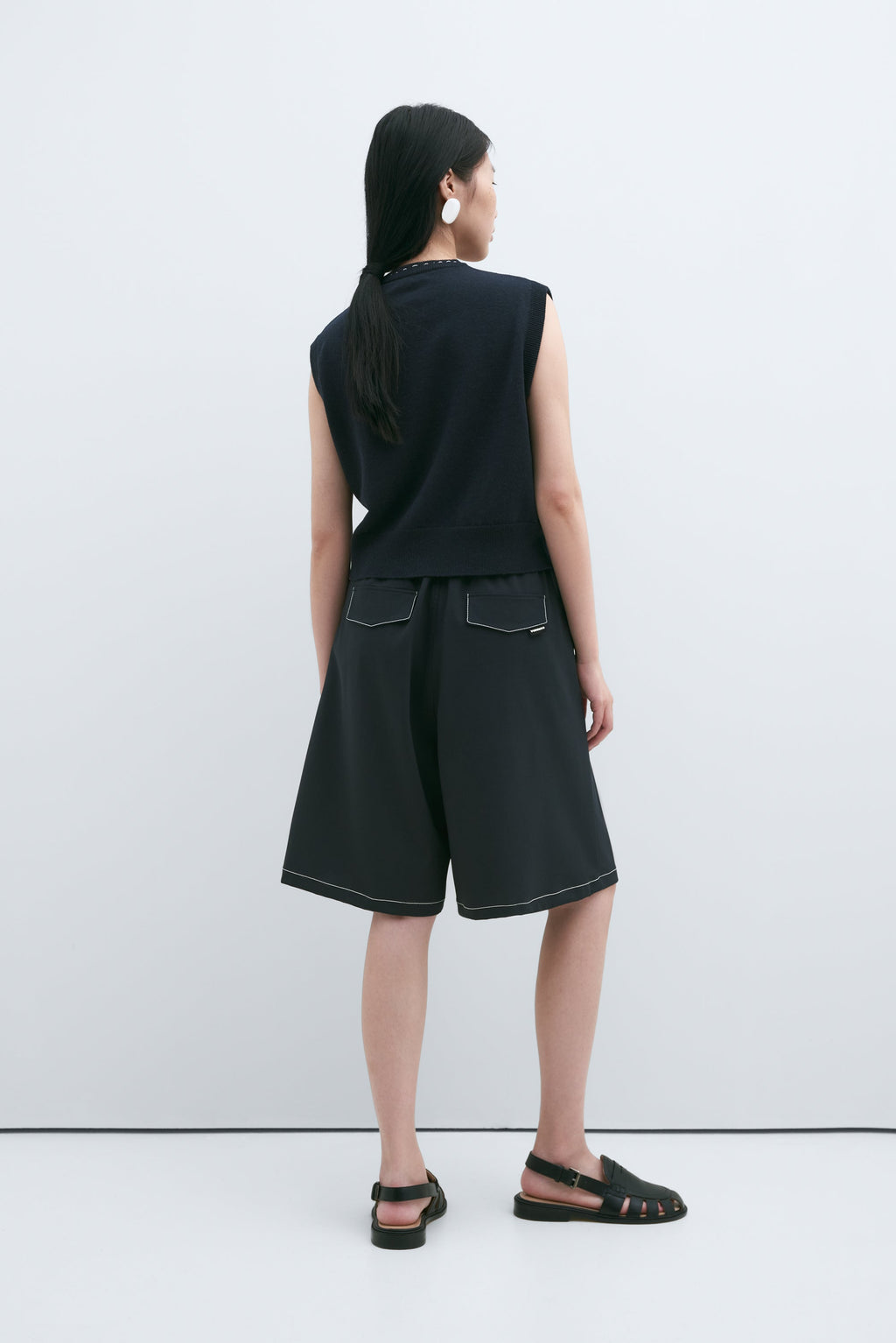 Cordera Merino Wool Stitched Waistcoat - Navy