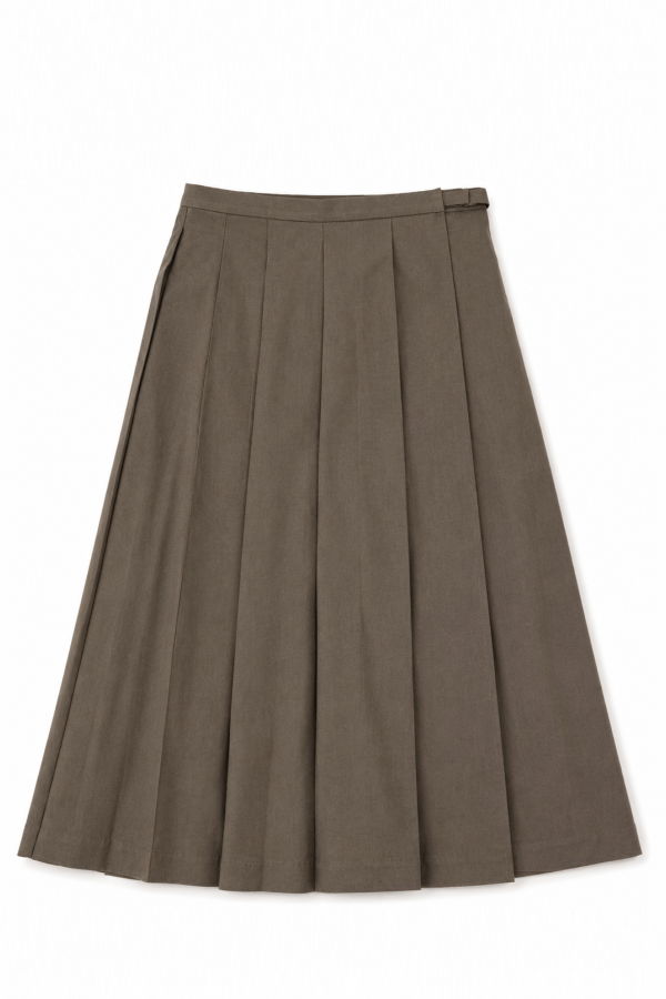 Ali Golden Midi Pleated Wrap Skirt