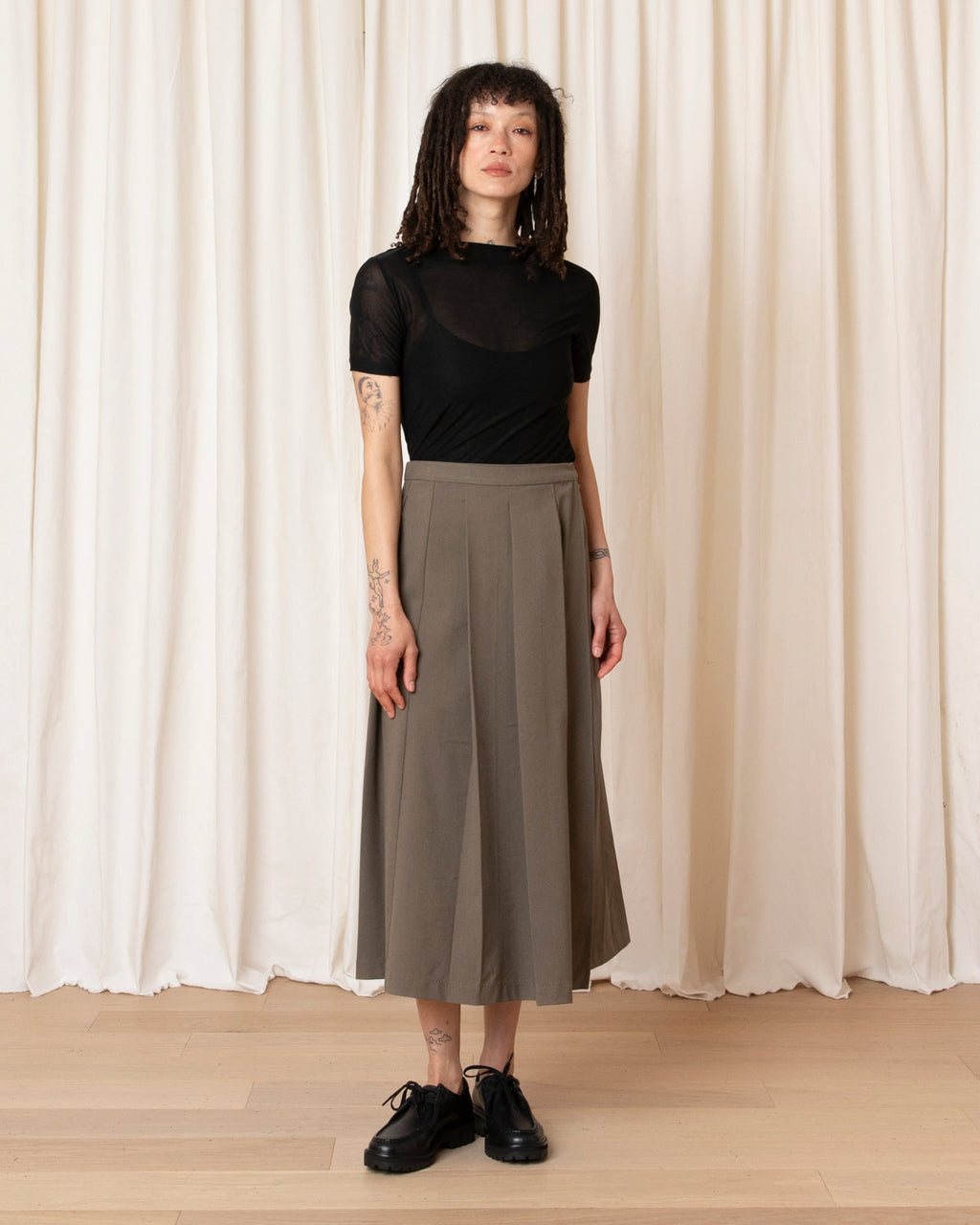 Ali Golden Midi Pleated Wrap Skirt