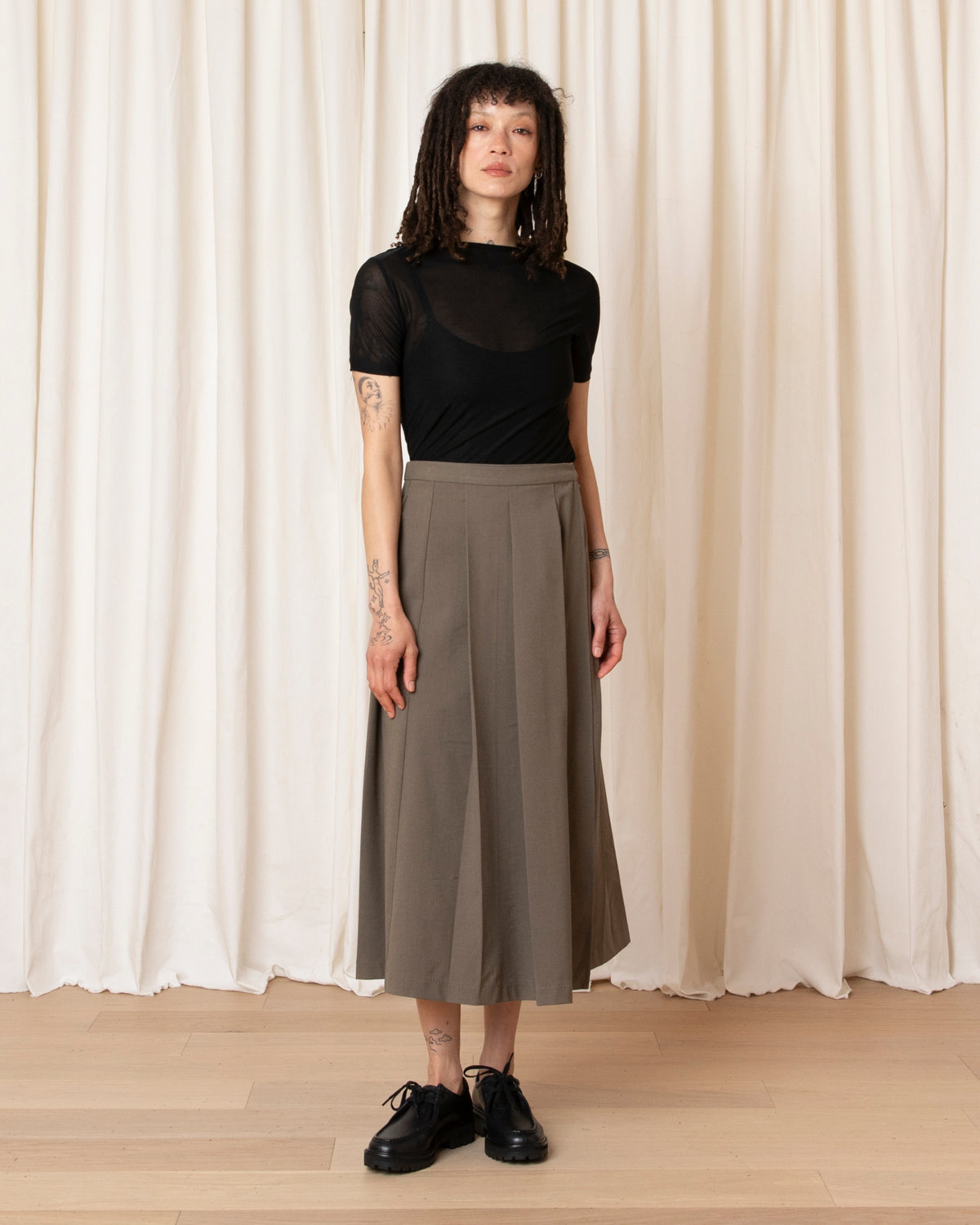Ali Golden Midi Pleated Wrap Skirt