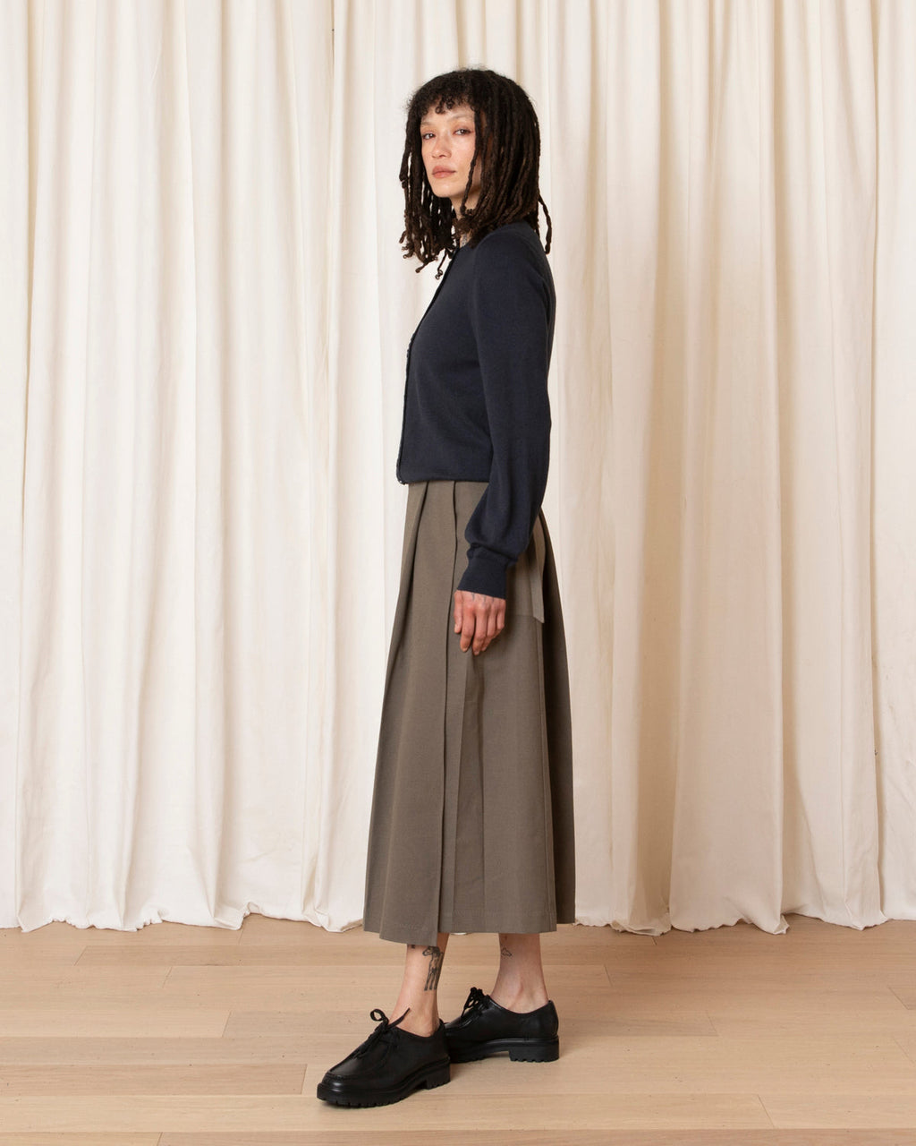 Ali Golden Midi Pleated Wrap Skirt