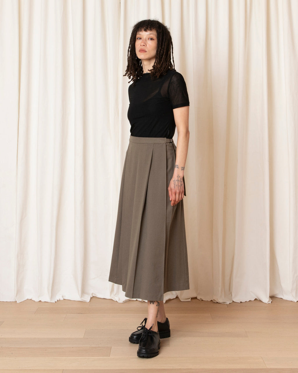 Ali Golden Midi Pleated Wrap Skirt