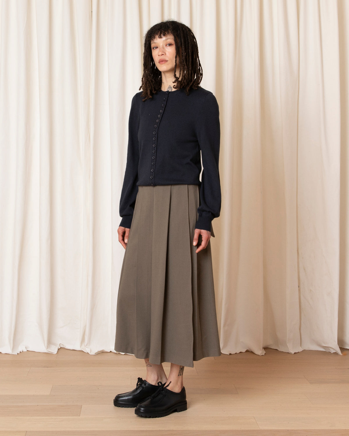 Ali Golden Midi Pleated Wrap Skirt