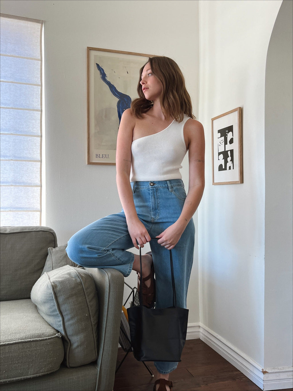 Mijeong Park One Shoulder Rib Top