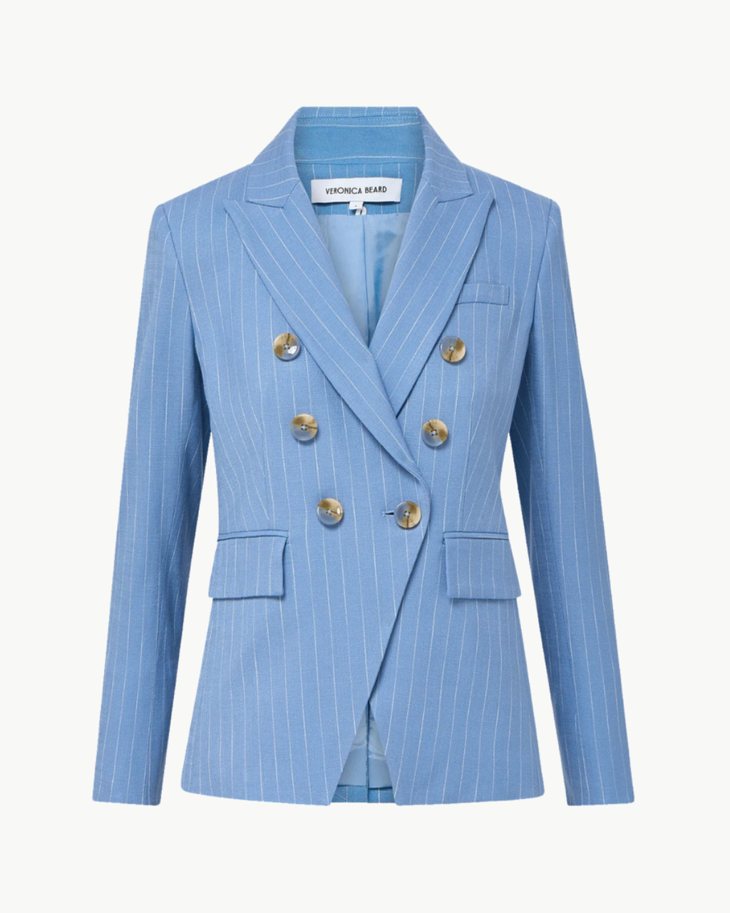 Veronica Beard Miller Pinstripe Dickey Jacket - Blue Jay/Dove White