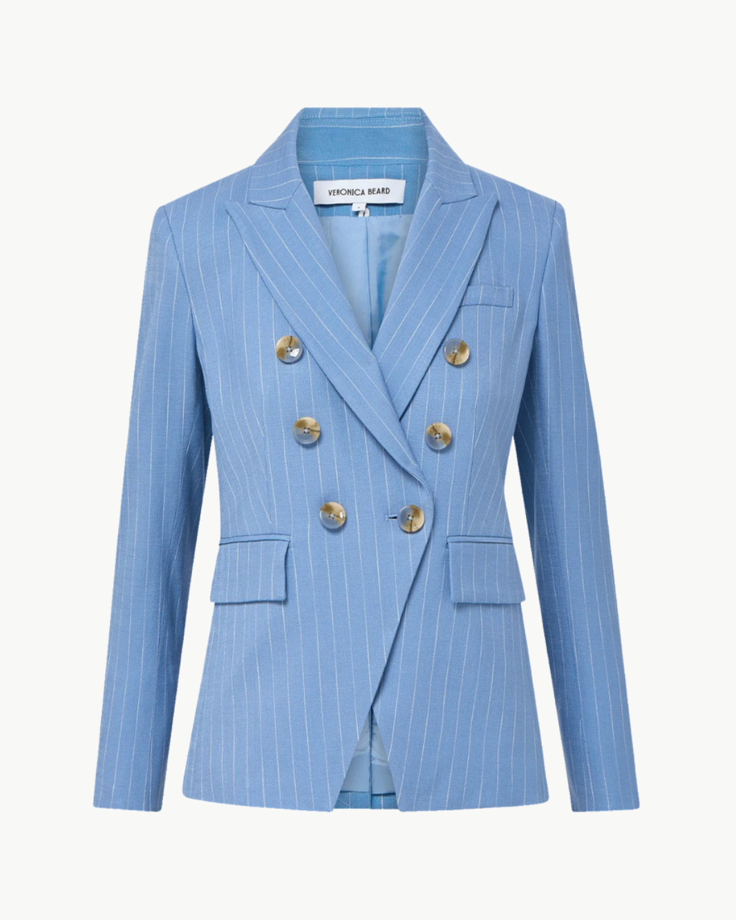 Veronica Beard Miller Pinstripe Dickey Jacket - Blue Jay/Dove White