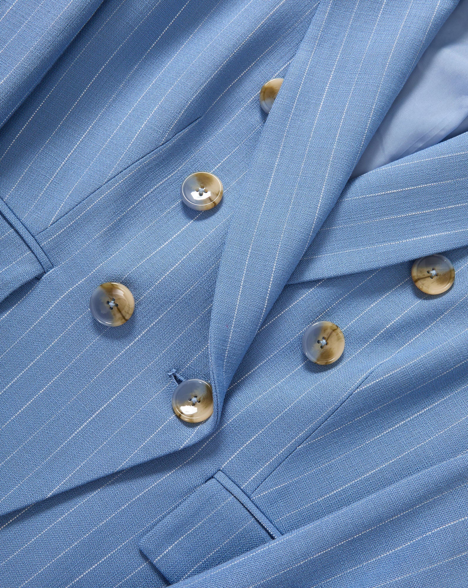 Veronica Beard Miller Pinstripe Dickey Jacket - Blue Jay/Dove White