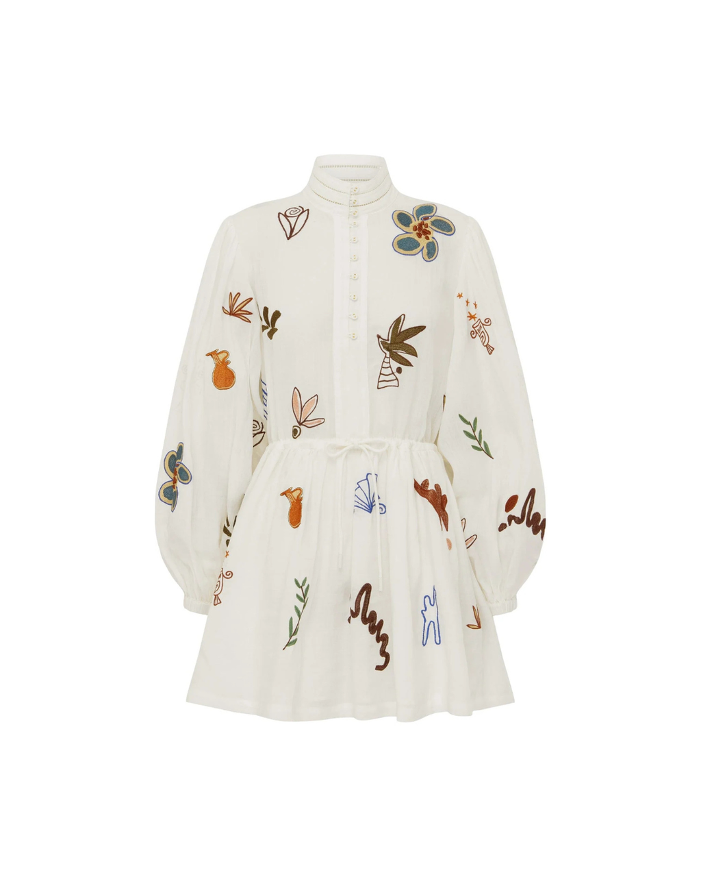 ALEMAIS Mina Embroidered Mini Dress - Cream