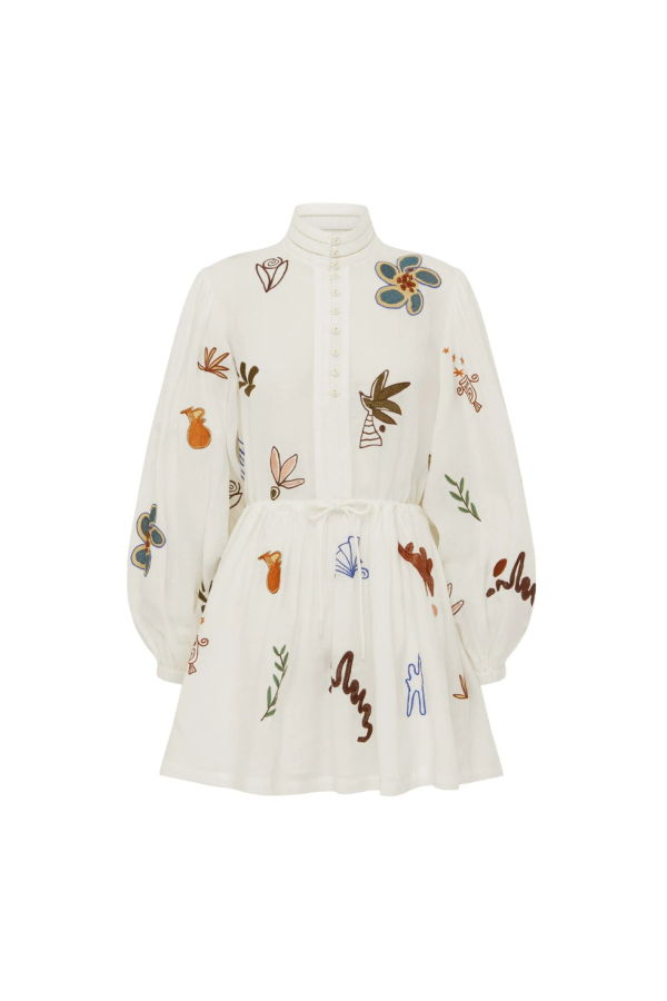 ALEMAIS Mina Embroidered Mini Dress - Cream