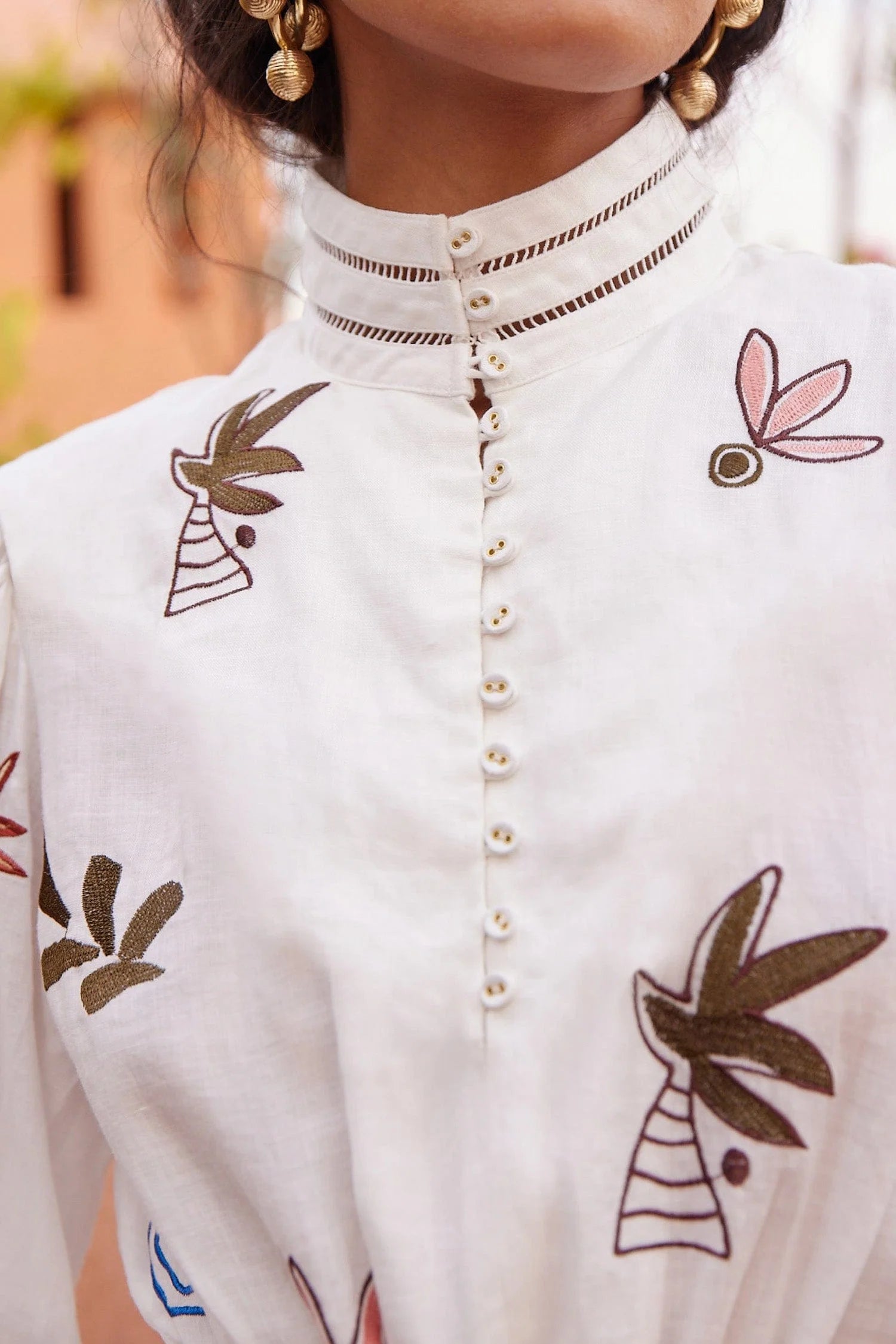 ALEMAIS Mina Embroidered Mini Dress - Cream