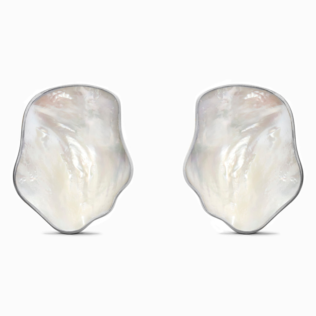 MING YU WANG Wynona Earrings - Silver/Mother of Pearl Inlay