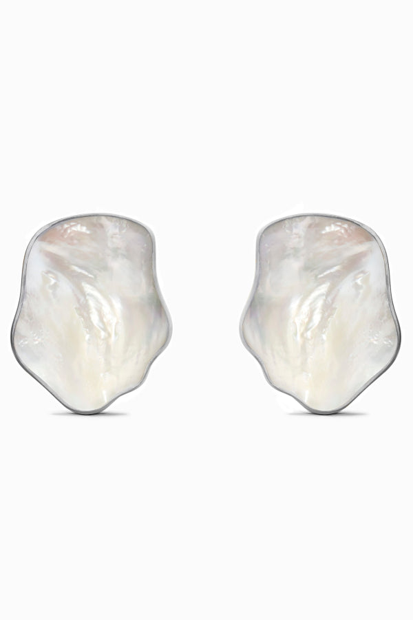 MING YU WANG Wynona Earrings - Silver/Mother of Pearl Inlay