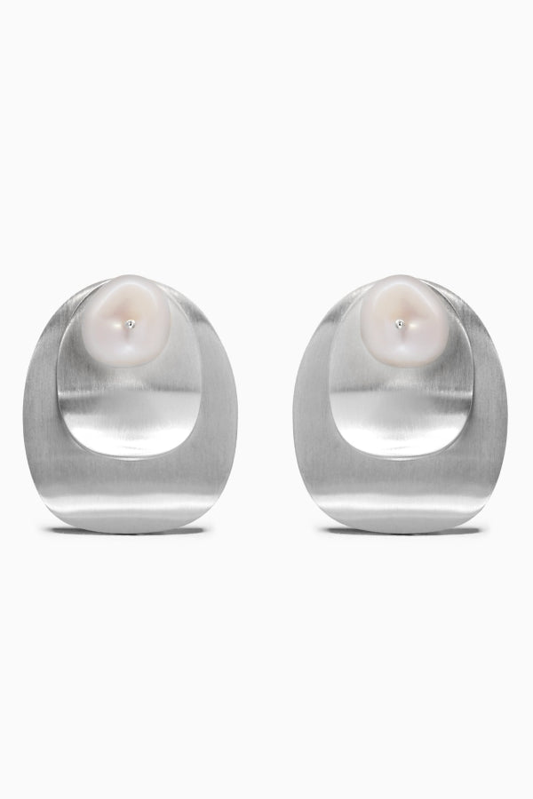 MING YU WANG Yoko Earrings - Silver/Pearl