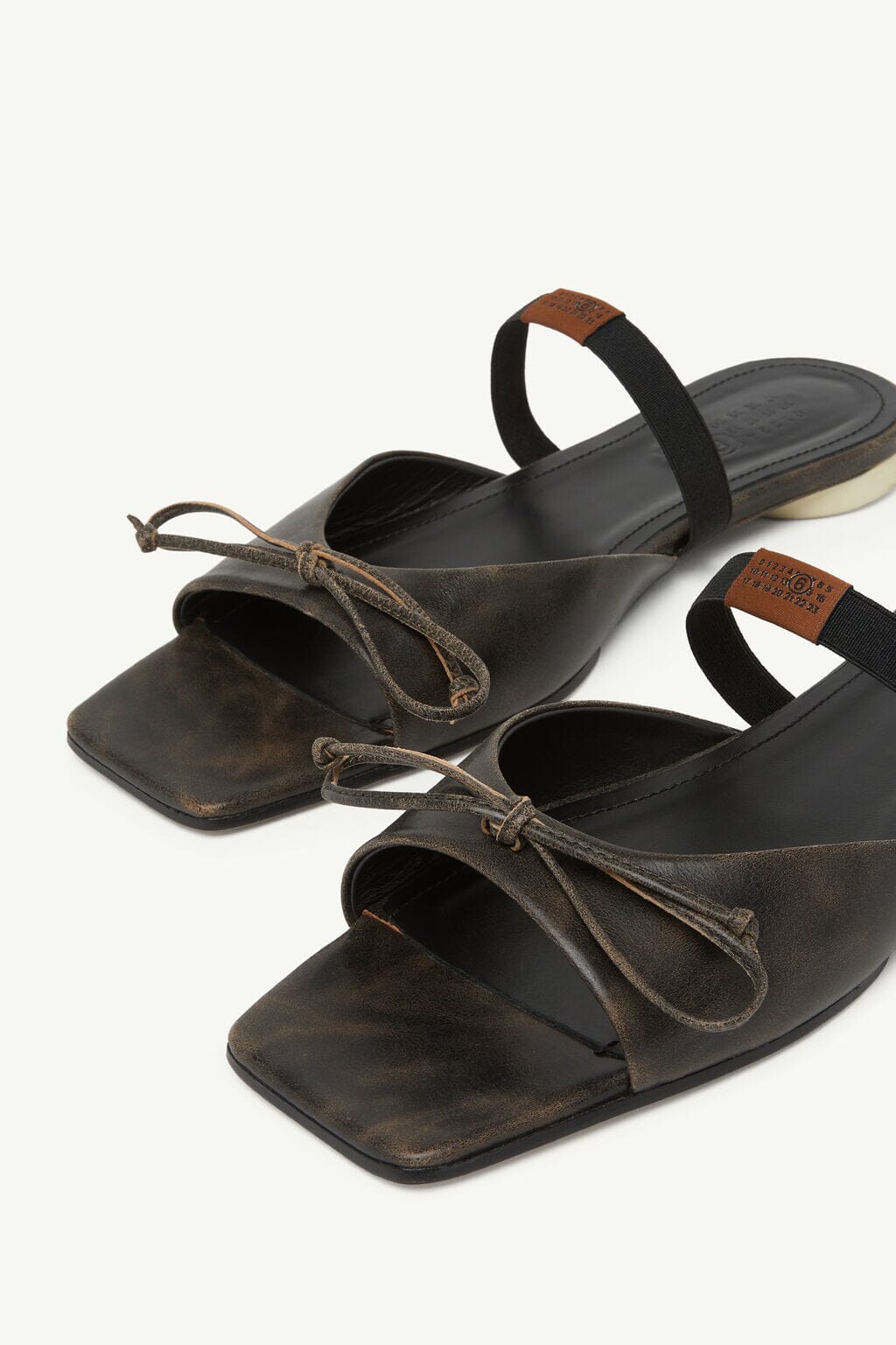 MM6 Maison Margiela Bow-Detailed Leather Slingback Shoes