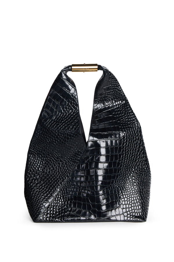 MM6 Maison Margiela Crocodile-Embossed Japanese Bag - Black