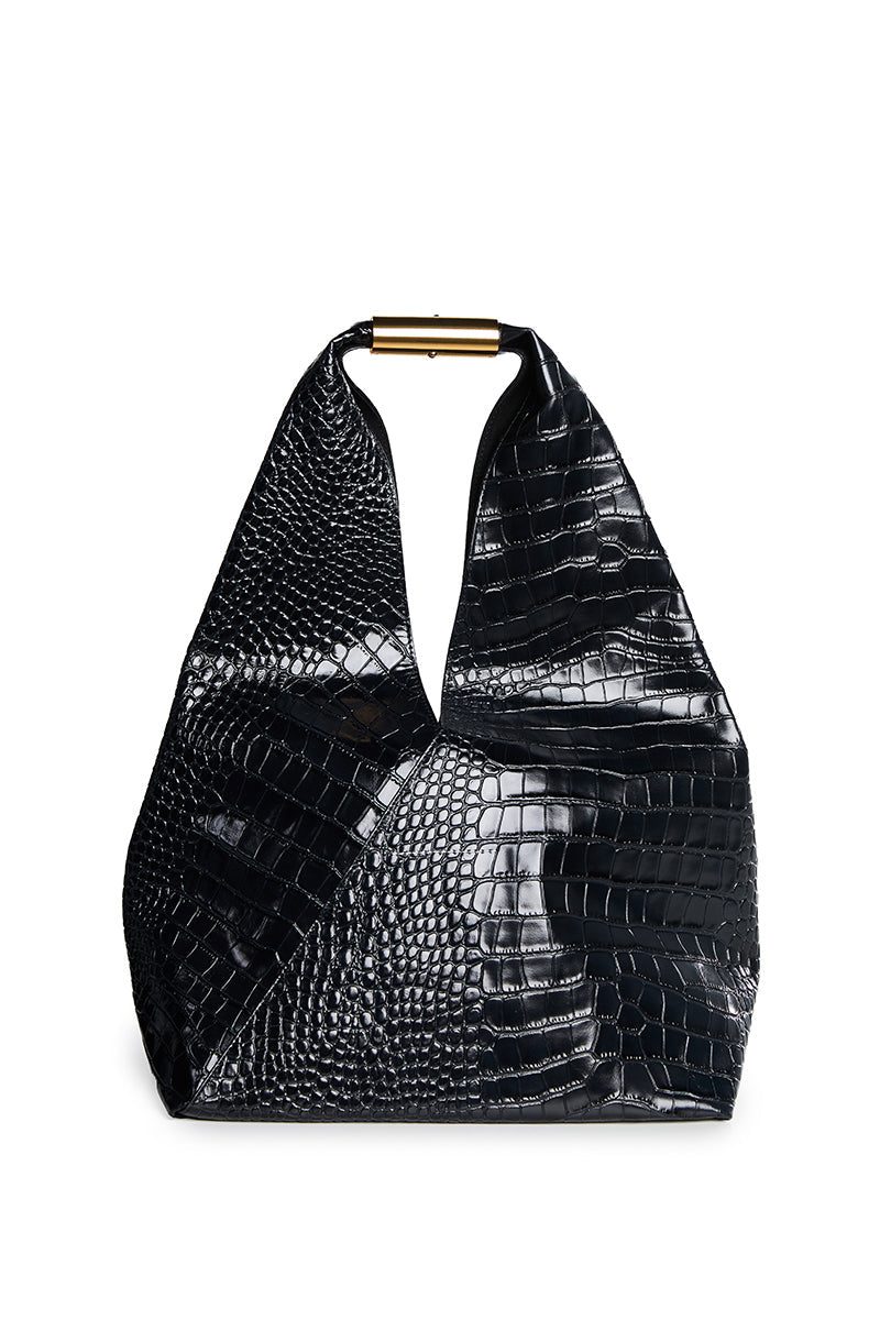 MM6 Maison Margiela Crocodile-Embossed Japanese Bag - Black