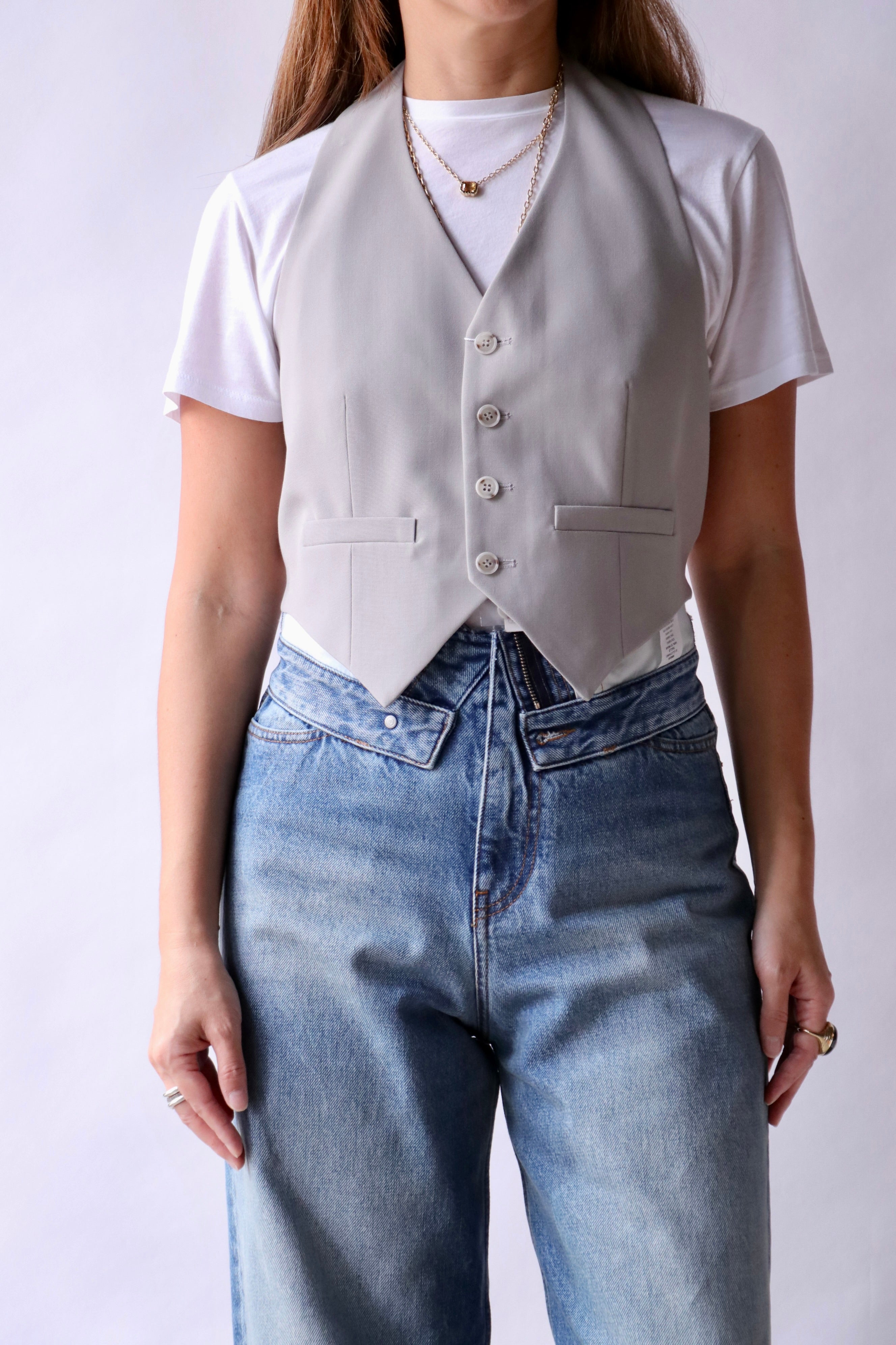 MM6 Maison Margiela Gilet Top - Pale Grey