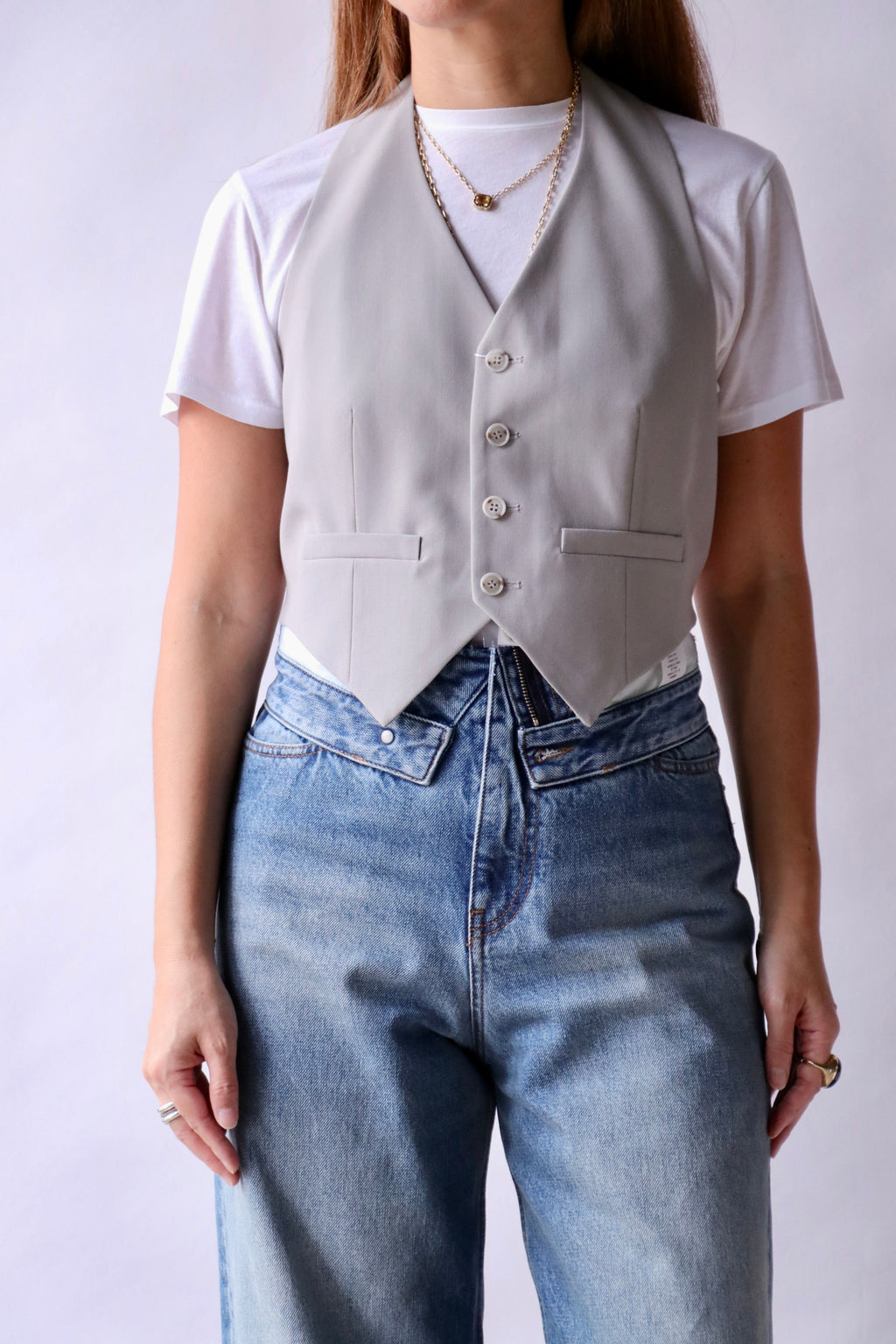 MM6 Maison Margiela Gilet Top - Pale Grey