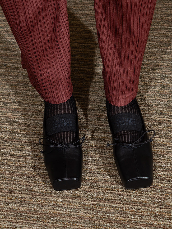 MM6 Maison Margiela Leather Ballet Flats - Black