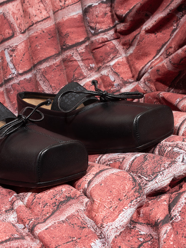 MM6 Maison Margiela Leather Ballet Flats - Black