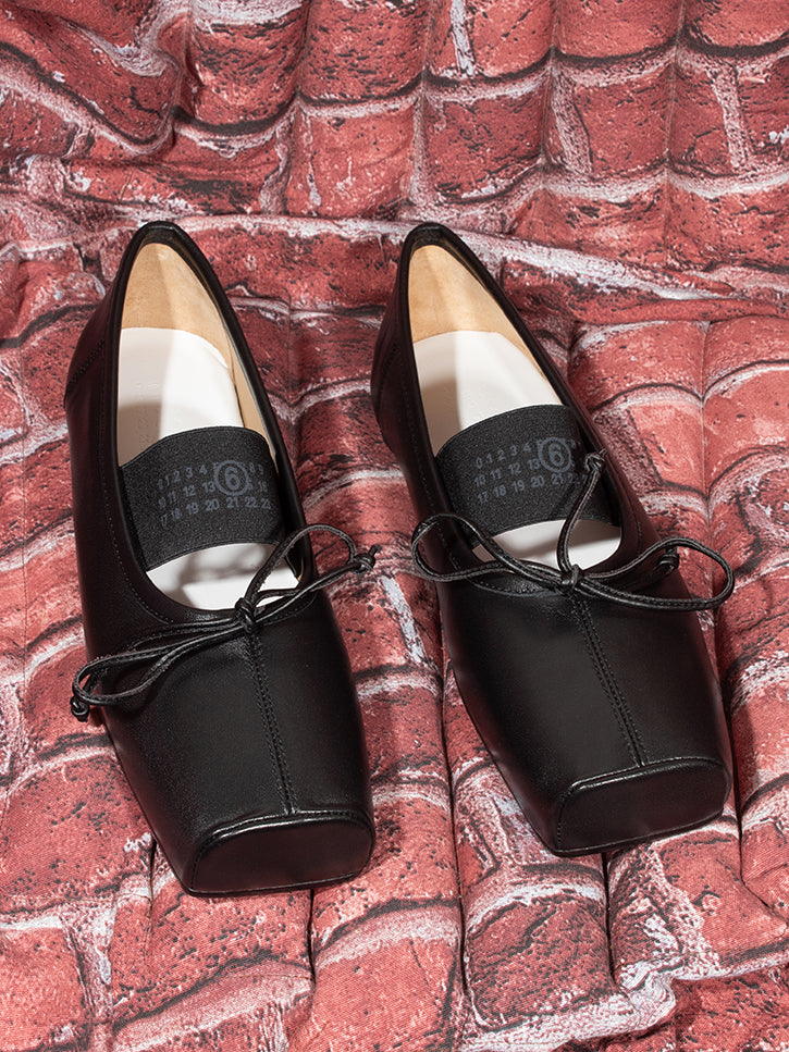 MM6 Maison Margiela Leather Ballet Flats - Black