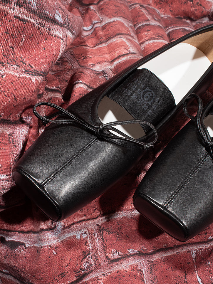 MM6 Maison Margiela Leather Ballet Flats - Black