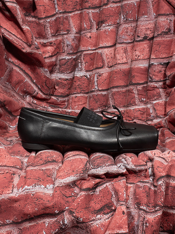 MM6 Maison Margiela Leather Ballet Flats - Black