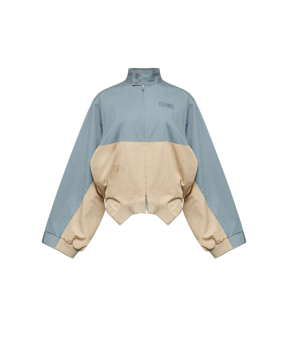 MM6 Maison Margiela Mirrored Two-Tone Zip Jacket - Grey Blue/Beige