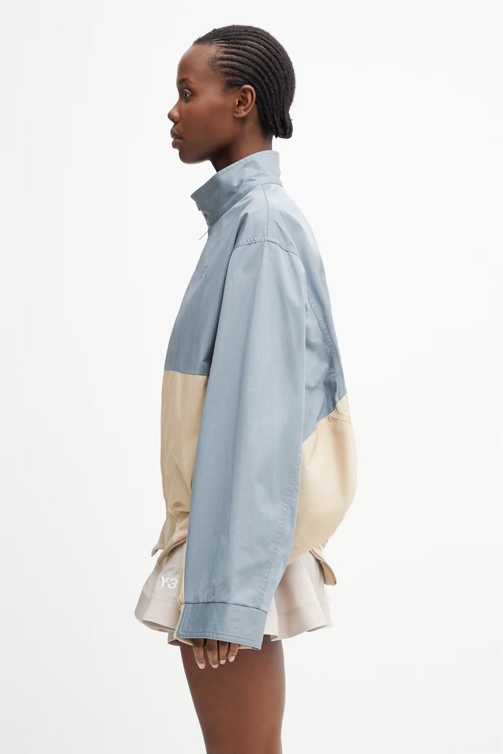 MM6 Maison Margiela Mirrored Two-Tone Zip Jacket - Grey Blue/Beige