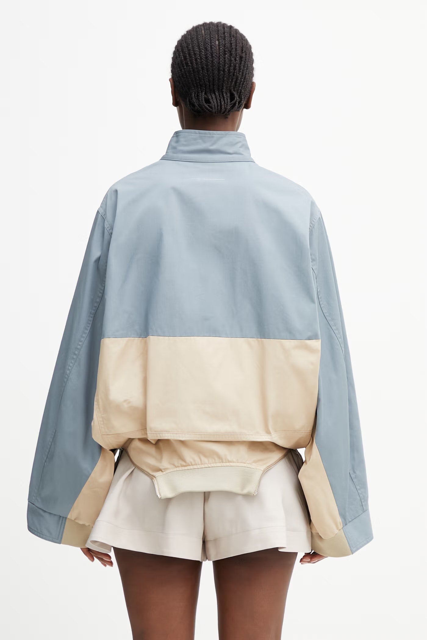 MM6 Maison Margiela Mirrored Two-Tone Zip Jacket - Grey Blue/Beige