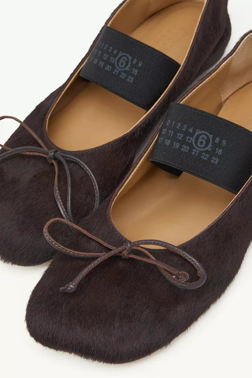 MM6 Maison Margiela Numeric Elastic Ballerinas in Pony Hair