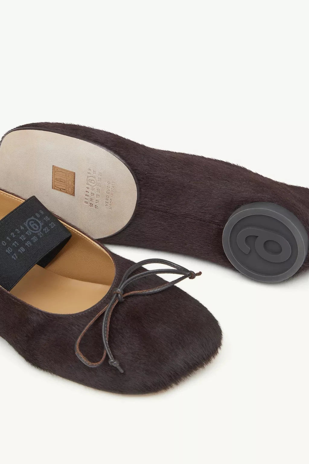 MM6 Maison Margiela Numeric Elastic Ballerinas in Pony Hair