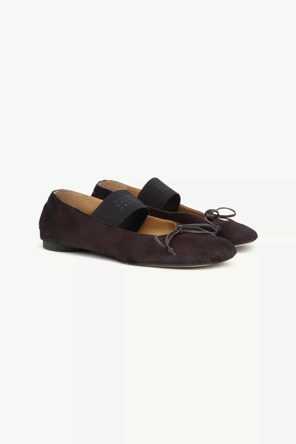 MM6 Maison Margiela Numeric Elastic Ballerinas in Pony Hair