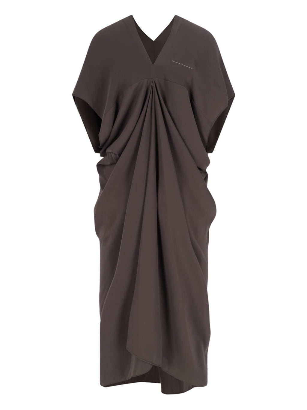 MM6 Maison Margiela V-Neck Midi Dress - Brown